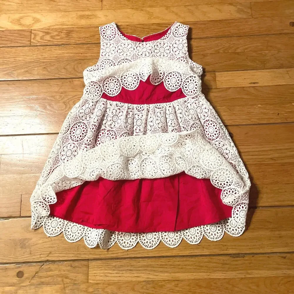 Genuine Kids by OshKosh Lace Eyelet Embroidered Christmas Holiday Dress - Sz 5T